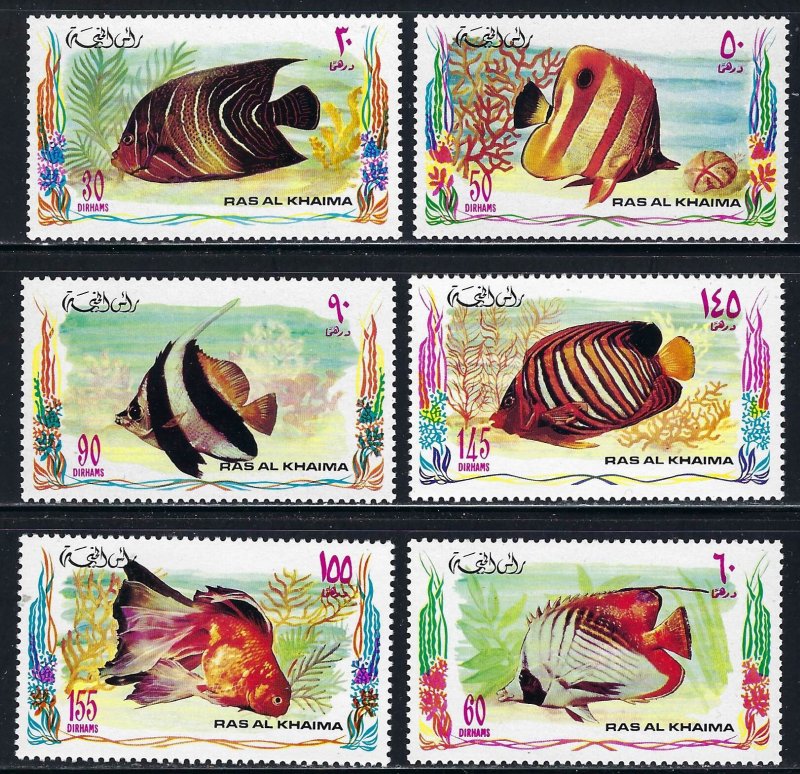 Ras Al Khaima  Mi 628-33  MNH Fish BIN $3.00 (4)