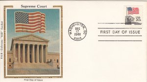 USA 1981 FDC Sc 1894 20c American flag over Supreme Court R & R Colorano Silk...