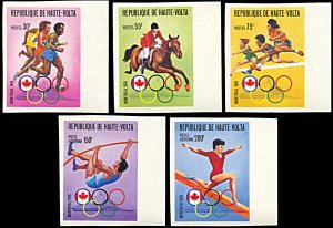 Upper Volta 390-392,C231-C232, MNH imperf., Montreal Summer Olympics