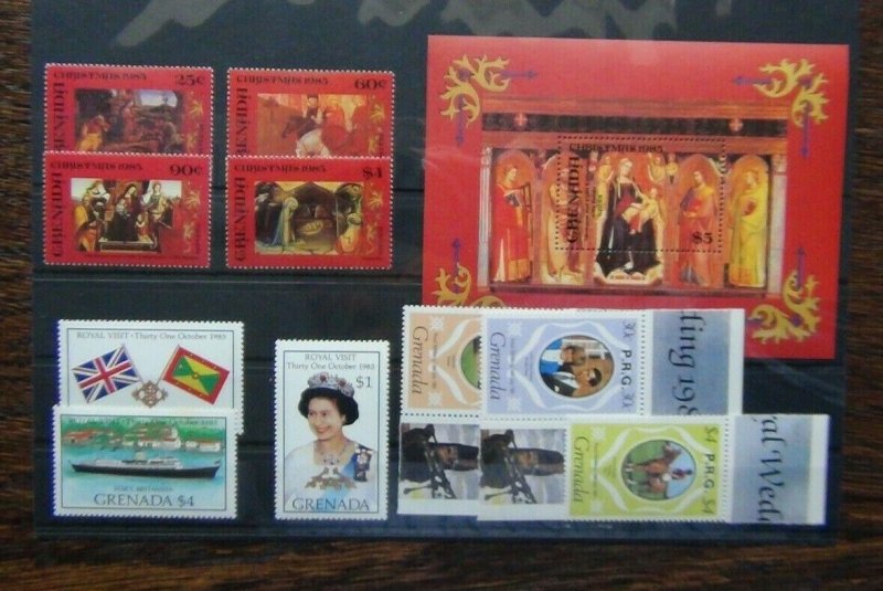 Grenada 1985 Christmas Paintings set & M/S Royal Visit set etc MNH