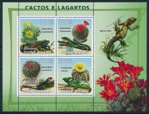 [96510] Guinea Bissau 2008 Reptiles Lizard Cactus Flowers Sheet MNH