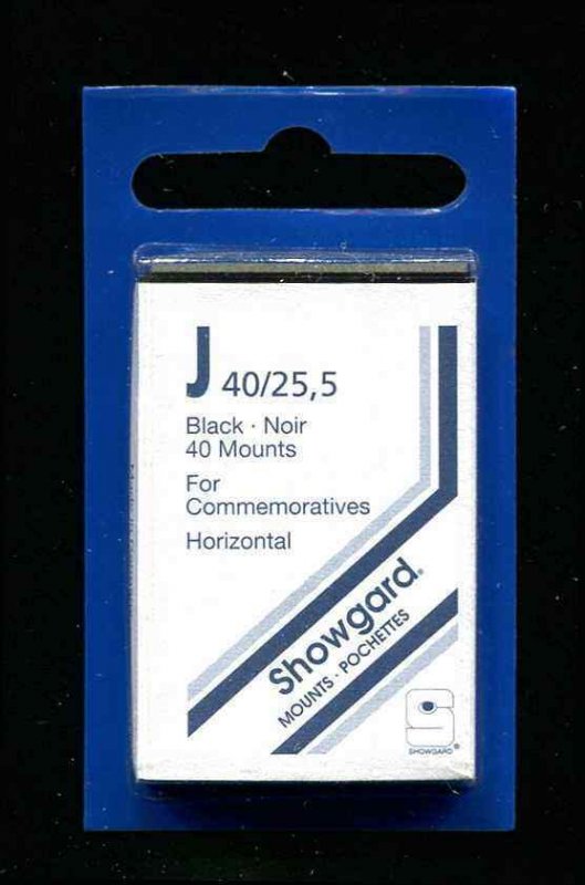 Showgard Black Stamp Mounts J 40/25.5 PreCut  (40 count)  