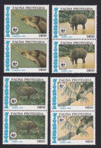 Nicaragua WWF Central American Tapir 4v in pairs SG#2714-2717 SC#1490-1493