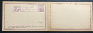 Mint Finland Postal stationery Reply Postcard 10 Penni Purple P19