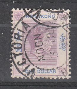 Hong Kong 1938 Sc 163 KGVI $1 Used