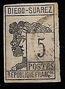 ZA053a - French DIEGO SUAREZ - STAMP - 1890 Yvert # 7 - Fine USED-