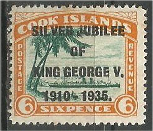 COOK ISLANDS , 1935, MH 6p, Silver Jubilee Scott 100