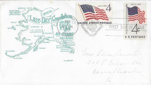 1960 FDC, #1153, 5c 50-Star Flag, Al Boerger - combo