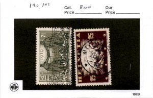 Switzerland, Postage Stamp, #190, 192 Used, 1919 Peace World War 1 (AC)