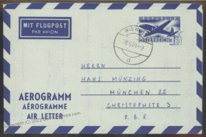 Austria 1961 Michel LF4 Airmail Aerogram Cover Munich G107987