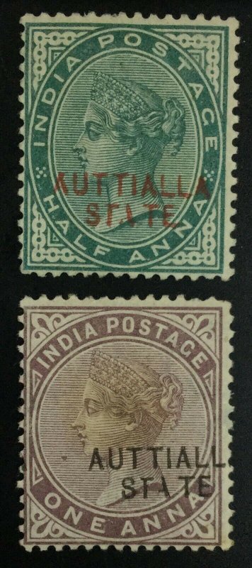 MOMEN: INDIA PATIALLA SG #7a,11b AUTTIALLA 1885 MINT OG H £158 LOT #62299