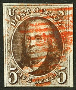 U.S. #1 USED RED CANCEL