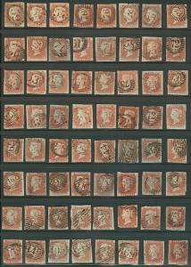 GREAT BRITAIN #3 Group of 128 One Penny w/NUMERAL CXLS