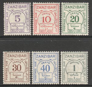 Zanzibar Scott J18/J23 - SG D25a/D30a, 1936 Postage Due Set MH*