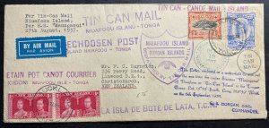 1937 Niuafoou Tonga Toga Tin Can Canoe Mail Cover To New Zealand Postage Due