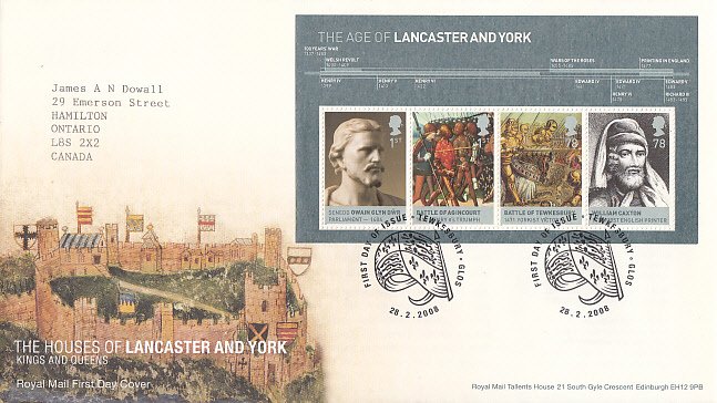 Great Britain 2008 FDC Sc #2555 Sheet of 4 The Age of Lancaster and York