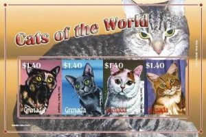 Grenada - 2008 - Cats Of The World - Sheet Of 4 - MNH