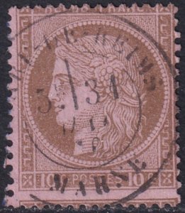 France 1875 Sc 60 used [..] de-Reims date cancel small thin