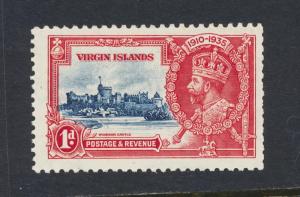 BRITISH VIRGIN IS, 1935 SILVER JUBILEE, 1d KITE & VERT LOG VAR VF LH SG#103K