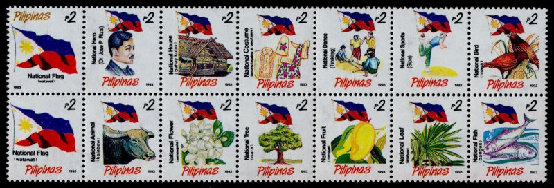 Philippines 2217 MNH Flag, Fish, Birds, Fruit, Architecture, Sports, Flower 