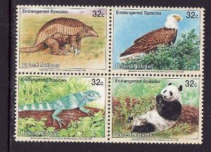 United Nations New York-Sc#660a- id8-unused NH set-Birds-Animals-Endangered-1995