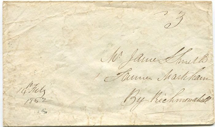 1862 (14 Feb) RICHMOND HILL C.W. and HAMILTON O.W. double arc cds's