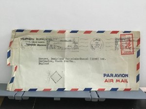 Morocco 1957 Western Supply Co Tangier Air Mail to England stamp cover  R31891