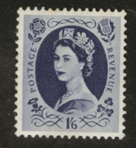 Great Britain Scott 308 MH* 1953 1sh6p stamp CV$16 toned tip