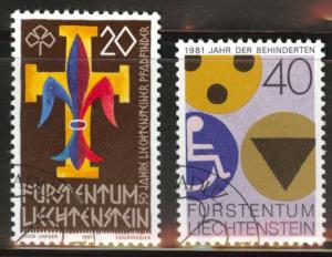 LIECHTENSTEIN Scott 711-712 Used CTO 1981 stamps