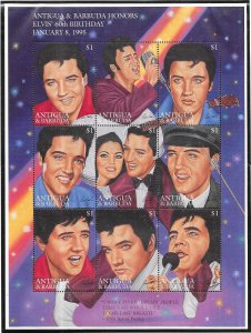 Antigua #1957 $1.00  Elvis Presley sheet of 9 (MNH) CV$11.00