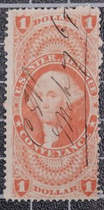 Scott R67c - $1.00 Conveyance Revenue - Nice Stamp - Used SCV $27.50