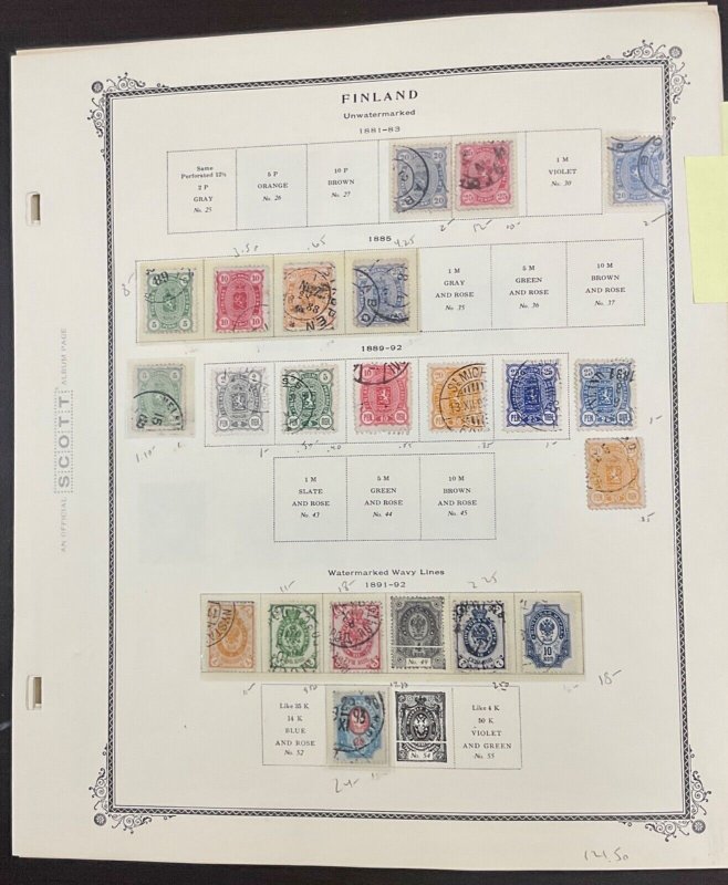 Finland Collection  1858-1976   MNH, Mint and used  45 pages 700+ stamps