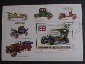 ​UPPER VOLTA 1975-WORLD FAMOUS CLASSIC ANTIQUE CARS -CTO S/S VERY FINE