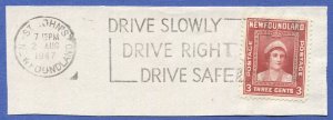 NEWFOUNDLAND Canada Sc 246 Used, DRIVE SLOWLY - RIGHT - SAFELY    slogan cancel