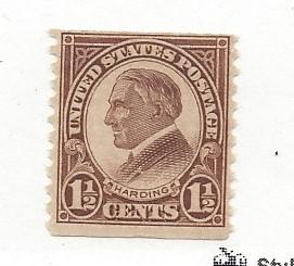 United States, 598, 1 1/2c Harding Brown Fine Single, **VLH**