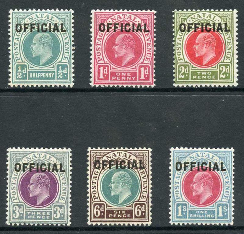 Natal SGO1/O6 KEVII Set of 6 Opt OFFICIAL (1/2d tone spot) M/M