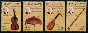 Sierra Leone 708-11 MNH Music, Johann Sebastian Bach, Musical Instruments