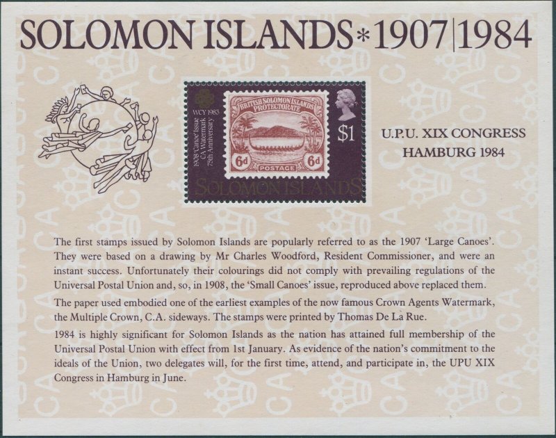 Solomon Islands 1984 SG523 UPU Congress Hamburg MS MNH