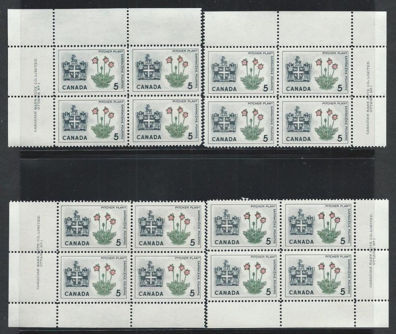 CANADA SC# 427 PL#1 MATCHING SET B/4 FVF MNH 1966