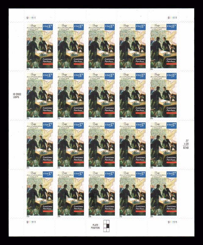 # 3782 Louisiana Purchase 37¢ TEN Sheets of 20 Stamps 2003  MNH Discount! 