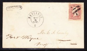 Cover, Civil War Defiance, Ohio Forwarded to Ft. Wayne, Indiana