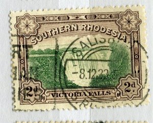 RHODESIA; 1932 early Victoria Falls issue 2d. fine used POSTMARK