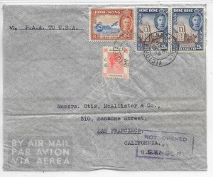 Victoria, Hong Kong to San Francisco, Ca 1941 Trans-Pacific Clipper, HK (C4909)