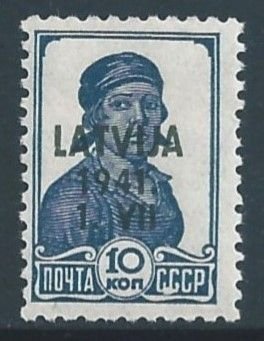 Latvia #1N15 MH 10k Russia Factory Worker Issue Ovptd. Latvija 1941