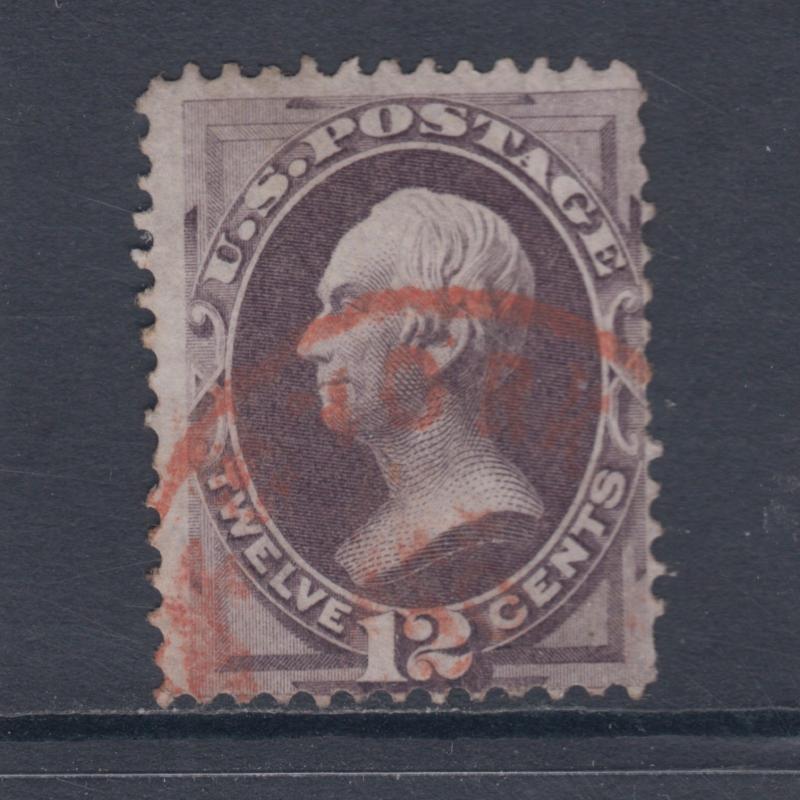 US Sc 151 used. 1870 12c Henry Clay, red New York cancel, sound.