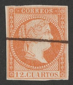 SPAIN 1856 Queen 12c line cancel for specimen Edifil cat €435