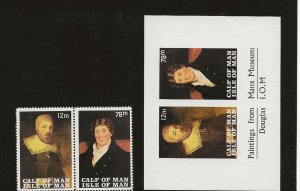 GB Calf of Man local issue 1968 Paintings IV   perf pair  and min sheet MNH