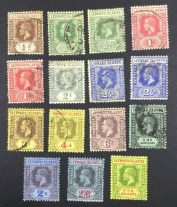 MOMEN: LEEWARD ISLANDS SG #46-57b 1912-22 USED £260 LOT #61819