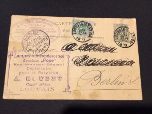 Belgium 1893 to Germany postal card Ref 59524