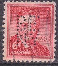 US sc#1039 1954 6c Roosevelt perfin used